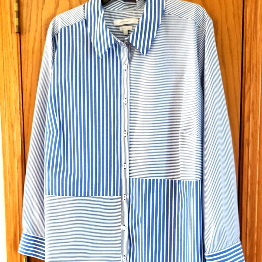PLUS SIZE SHIRT-BLUE/WHITE STRIPE BRAND NEW!